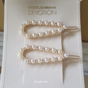 Dolce & Gabbana Gold Pearl Devotion Hair Clips